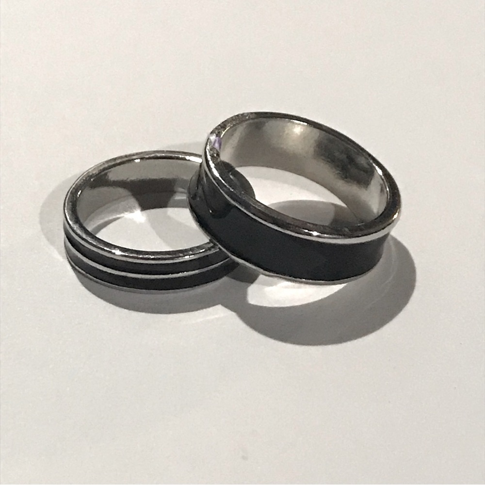 Stainless Steel Two Tone Gothic Ring Bundle